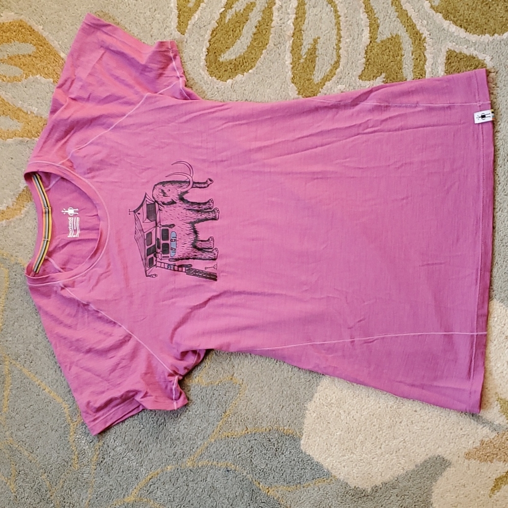 Smartwool base layer t shirt mammoth camper small pink - Picture 1 of 2